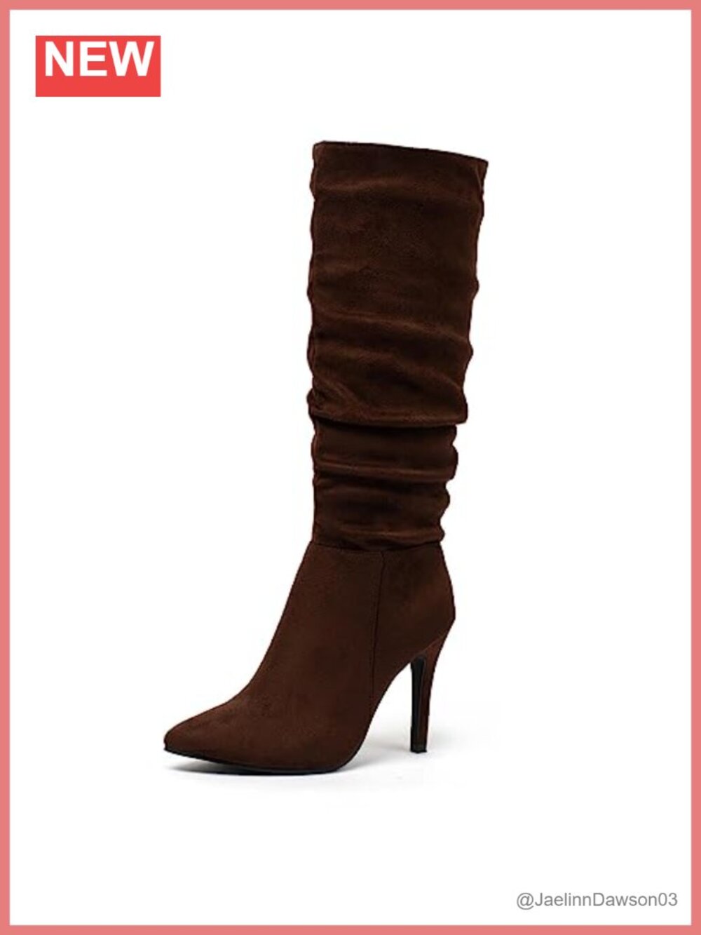 Faux Suede Slouchy Knee High Stiletto Boots Pointed Toe Side Zip Dressy